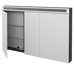 Dreja - Trojdverová zrkadlová skrinka AIR GA3OE 130 - D16  Tmavý betón (239985)