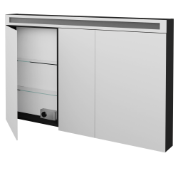 Dreja - Trojdverová zrkadlová skrinka AIR GA3OE 130 - L03 Antracit vysoký lesk (240004)