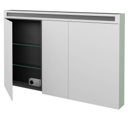 Dreja - Trojdverová zrkadlová skrinka AIR GA3OE 130 - L20 Mint Grey vysoký lesk (579801)
