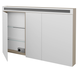 Dreja - Trojdverová zrkadlová skrinka AIR GA3OE 130 - M05 Béžová mat (240035)