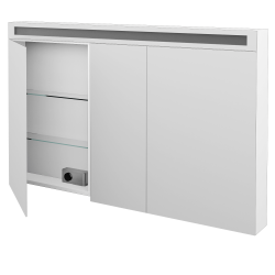 Dreja - Trojdverová zrkadlová skrinka AIR GA3OE 130 - N01 Biela lesk (144050)