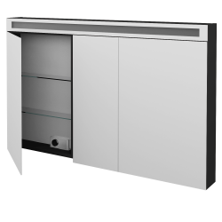 Dreja - Trojdverová zrkadlová skrinka AIR GA3OE 130 - N03 Graphite (240042)