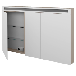 Dreja - Trojdverová zrkadlová skrinka AIR GA3OE 130 - N07 Stone (240066)