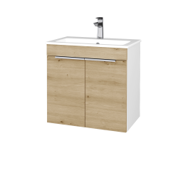 Dreja - Umývadlová skrinka BENEFIT SZD2 60 (umývadlo Altero) - N01 Biela lesk / Úchytka T05 / D22 Karamel (533106F)