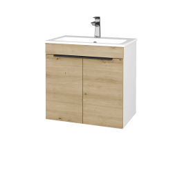 Dreja - Umývadlová skrinka BENEFIT SZD2 60 (umývadlo Altero) - N01 Biela lesk / Úchytka T07 / D22 Karamel (533106I)