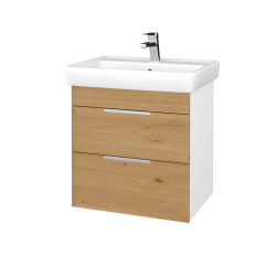 Dreja - Umývadlová skrinka BENEFIT SZZ2 60 (umývadlo Q) - N01 Biela lesk / Úchytka T05 / D22 Karamel (405632F)