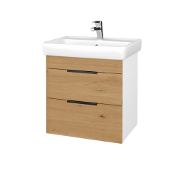 Dreja - Umývadlová skrinka BENEFIT SZZ2 60 (umývadlo Q) - N01 Biela lesk / Úchytka T07 / D22 Karamel (405632I)