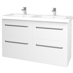 Dreja - Umývadlová skrinka BIG INN SZZ4 125 - N01 Biela lesk / Úchytka T01 / L01 Biela vysoký lesk (27257A)