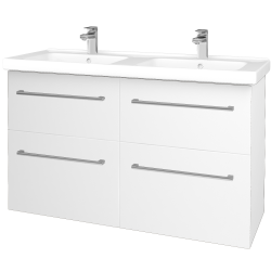 Dreja - Umývadlová skrinka BIG INN SZZ4 125 - N01 Biela lesk / Úchytka T03 / L01 Biela vysoký lesk (27257C)