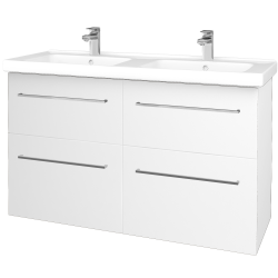 Dreja - Umývadlová skrinka BIG INN SZZ4 125 - N01 Biela lesk / Úchytka T04 / L01 Biela vysoký lesk (27257E)