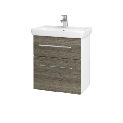 Dreja - Umývadlová skrinka GO SZZ2 55 - N01 Biela lesk / Úchytka T04 / D03 Cafe (27929E)