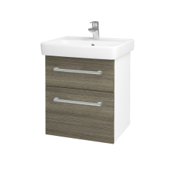 Dreja - Umývadlová skrinka Q MAX SZZ2 55 - N01 Biela lesk / Úchytka T03 / D03 Cafe (68397C)