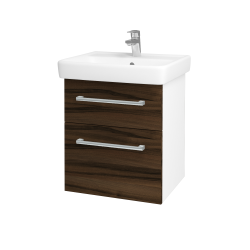 Dreja - Umývadlová skrinka Q MAX SZZ2 55 - N01 Biela lesk / Úchytka T03 / D06 Orech (61237C)