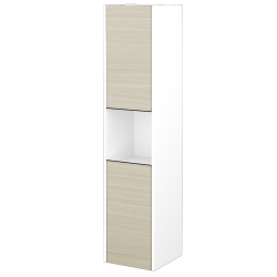 Dreja - Vysoká skriňa BONO SVD2O 35 - N01 Biela lesk / Úchytka T33 - čierna mat / D04 Dub / Levé (351380JL)