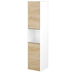 Dreja - Vysoká skriňa BONO SVD2O 35 - N01 Biela lesk / Úchytka T33 - čierna mat / D15 Nebraska / Levé (204389JL)