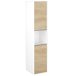 Dreja - Vysoká skriňa BONO SVD2O 35 - N01 Biela lesk / Úchytka T33 - čierna mat / D15 Nebraska / Pravé (204389JP)