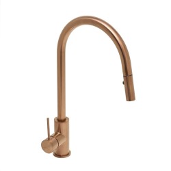 Drezová batéria SAT Aurum s vyťahovacou spŕškou, 2 prúdy brúsená rose gold SATBAUR286BRG (SATBAUR286BRG)