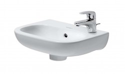 DURAVIT - D-Code Umývadielko 36x27 cm, s 1 otvorom na batériu vpravo, alpská biela (07053600082)
