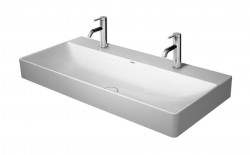 DURAVIT - DuraSquare Dvojumývadlo nábytkové, 100x47 cm, bez prepadu, 2 otvory na batérie, DuraCeram, biela (2353100072)