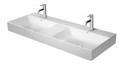 DURAVIT - DuraSquare Dvojumývadlo nábytkové, 120x47 cm, bez prepadu, 2 otvory na batérie, DuraCeram, WonderGliss, biela (23531200711)