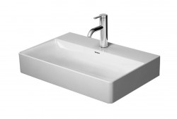 DURAVIT - DuraSquare Umývadlo, 60x40 cm, bez prepadu, s otvorom na batériu, DuraCeram, WonderGliss, biela (23566000411)
