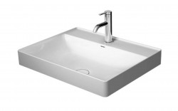 DURAVIT - DuraSquare Umývadlová misa, 60x47 cm, bez prepadu, s otvorom na batériu, DuraCeram, WonderGliss, biela (23546000411)