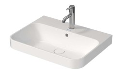 DURAVIT - Happy D.2 Plus Umývadlo na dosku, 60x46 cm, s prepadom, s otvorom na batériu, WonderGliss, biela (23606000001)