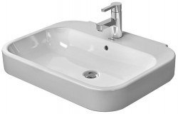 DURAVIT - Happy D.2 Umývadlo, 60x48 cm, s prepadom, s otvorom na batériu, s WonderGliss, biela (23166000001)