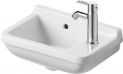 DURAVIT - Starck 3 Umývadielko 40x26 cm, s prepadom, s otvorom na batériu vpravo, WonderGliss, biela (07514000001)