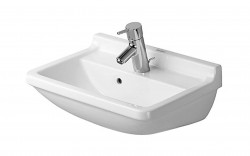 DURAVIT - Starck 3 Umývadlo, 55x43 cm, s prepadom, s otvorom na batériu, WonderGliss, biela (03005500001)