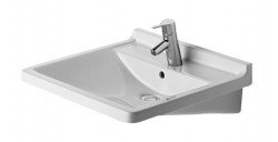 DURAVIT - Starck 3 Umývadlo 60x55 cm, bezbariérové, 1 otvor na batériu, s WonderGliss, alpská biela (03096000001)