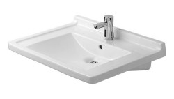 DURAVIT - Starck 3 Umývadlo 70x55 cm, bezbariérové, 1 otvor na batériu, s WonderGliss, alpská biela (03097000001)