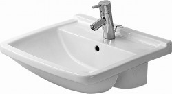 DURAVIT - Starck 3 Umývadlo vstavané, 55x46 cm, s 1 otvorom na batériu, s WonderGliss, biela (03105500001)