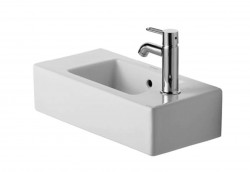 DURAVIT - Vero Umývadielko, 50x25 cm, s prepadom, s otvorom na batériu vpravo, s WonderGliss, biela (07035000081)