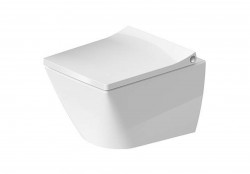 DURAVIT - Viu Závesné WC Compact, Rimless, DuraFix, s WonderGliss, alpská biela (25730900001)
