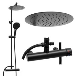 Erga Bergen, sprchová súprava s dažďovou hlavicou 25cm, čierna matná, (ERG-YKA-BP.BERGEN 25 BLK)