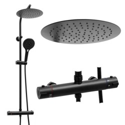 Erga Bergen Therm, sprchová súprava s termostatickou batériou a dažďovou hlavicou 25cm, čierna matná,  (ERG-YKA-BP.BERGEN-THERM-25-BLK)