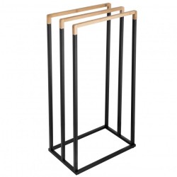 Erga Bila, 3-ramenný vešiak na uteráky na postavenie 45x29x94 cm, čierna matná-hnedá, (ERG-YKA-P.BILA3-BLK)