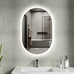Erga Demi, oválne LED zrkadlo 60x90cm, 3 farby svetla, predné osvetlenie, vyhrievacia podložka proti zapareniu, ERG-V01-Demi-6090-CL (ERG-V01-DEMI-6090-CL)