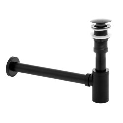 Erga Erga, umývadlový flaškový sifón + odtoková zátka ClickClack bez prepadu, čierna matná, (ERG-YKA-BK.SYPOP-14-BLK)