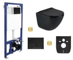 Erga Erga, závesný set pod omietku Laveo Akan + závesná WC misa Lily+ s toaletným sedadlom z duroplastu + splachovacie tlačidlo, čierna matná, ERG-SE… (ERG-SETLAVLILYBKBK)