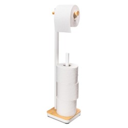 Erga Gasa, držiak na toaletný papier so zásobníkom na postavenie 62cm, biela-prírodná hnedá, (ERG-YKA-P.GASA-WHT)
