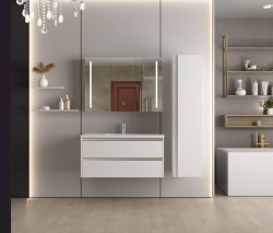 Erga Hana, zrkadlová galérka s LED osvetlením 100x70cm s integrovanou zásuvkou, biela, (ERG-V05-HANA-1070-WH)