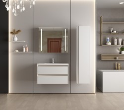 Erga Hana, zrkadlová galérka s LED osvetlením 80x70cm s integrovanou zásuvkou, biela, (ERG-V05-HANA-8070-WH)