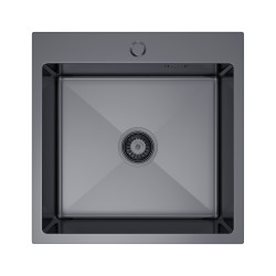 Erga HD, 1-komorový oceľový drez 500x500x210 mm, grafitová, (ERG-MLS-HD5050B)