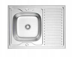 Erga HD, 1-komorový oceľový drez 800x500x160 mm s dlhým odkvapkávačom, dekor ľan, (ERG-MLS-HD8050DN)