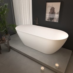 Erga Kaia, voľne stojaca vaňa 160x75 cm + odtoková zátka, biela lesklá, ERG-Kaia-160075-WH-WH (ERG-KAIA-160075-WH-WH)