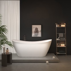 Erga Lina, voľne stojaca vaňa 170x75 cm + odtoková zátka, biela lesklá, (ERG-LINA-170075-WH-WH)