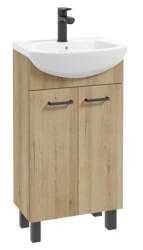 Erga Lumi, umývadlová skrinka + keramické umývadlo 50x41cm, dub remeselný-čierna rukoväť, ERG-207-D-05015+1520 (ERG-207-D-05015-1520)