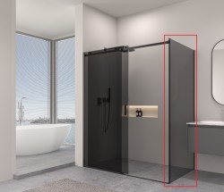 Erga Lynn, pevná stena pre sprchový kút 70x195 cm, 8mm šedé sklo, čierny profil, (ERG-V02-LYNN-G070-GR-BK)